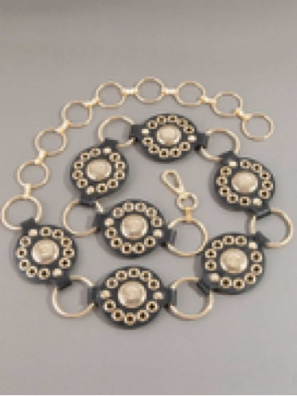 Leather Medallion Chain Belt O/S (fits most) - Picture 5 of 9